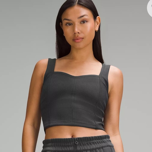 lululemon athletica Tops - Lululemon Size XS Black Ribbed Softstreme Sweetheart‎ Tank Top